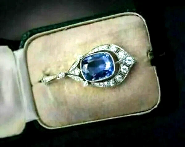 Collar Colgante Tanzanita Vintage 2 Ct Cojín Azul Chapado en Oro Blanco 14K Foto 2 de 4