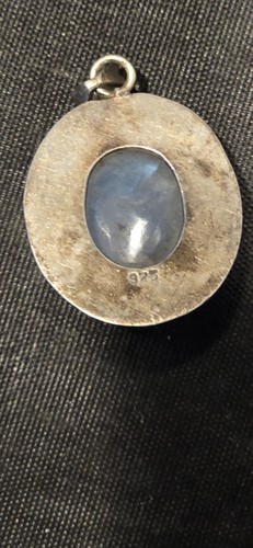 Vintage 925 Sterling Silver Moonstone Pendant Oval Boho Handmade Jewelry Necklac - Picture 4 of 13
