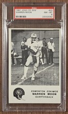 Tarjeta de novato de fútbol americano 1981 Jogo CFL Warren Moon Esquimales Houston Oilers PSA 8 RC