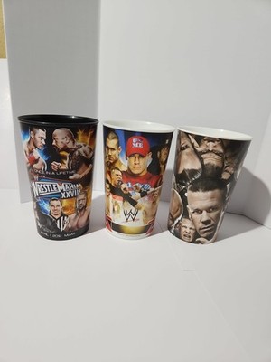 WWE Wrestlemania XXVIII Drink Cup + 2011 WWE Drink Cup + 2013 Drink Cup Lot of 3