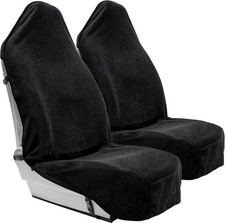 Terry Cloth Sweat Towel Seat Cover Carseat Protector Front Black 2pcs Terry Cloth Sweat Towel Seat Cover Carseat Protector Front Black 2pcs