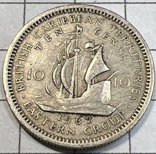 Queen Elizabeth II, British Caribbean Territories 10 Cent Coin 1962