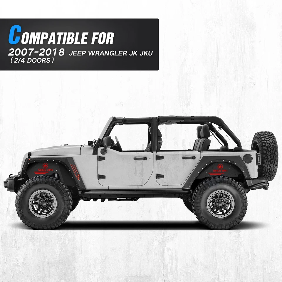 Fender Flares Or Inner Fender Liners For 07-2018 Jeep Wrangler JK JKU Unlimited Foto 2 de 4
