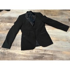 BoohooMAN Mens Black Satin Peak Lapel Tuxedo Blazer Jacket Size US 38