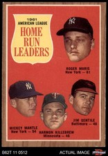 1962 Topps #53 Mickey Mantle AL HR Leaders Yankees / Twins / Orioles 6 - EX/MT
