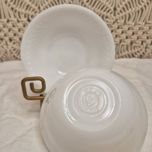Federal Milk Glass Set of 2 small Side Bowls - Diamond Band Design 4.75" across - Picture 7 of 7