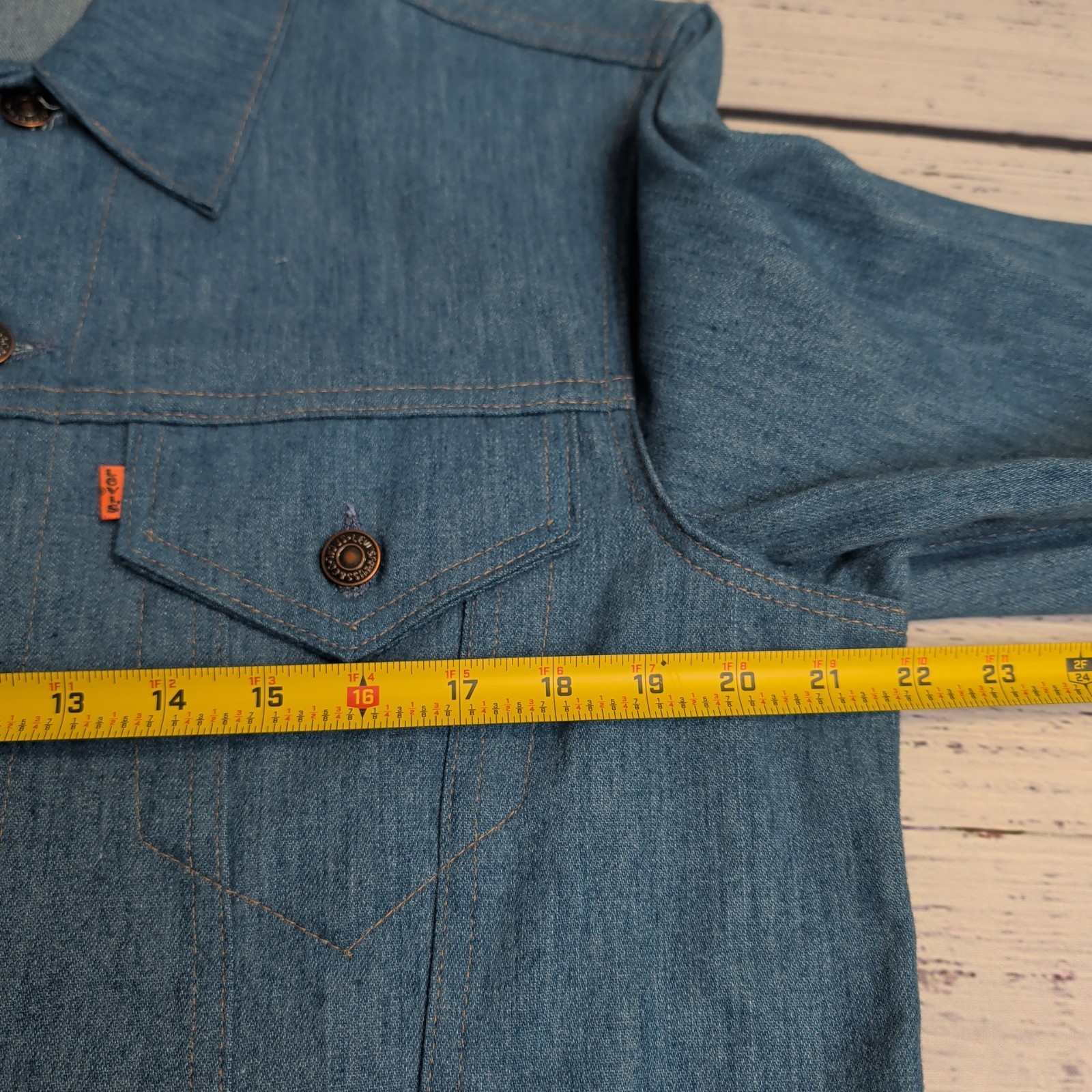 Vintage 70s Levi's for Men Orange Tab Soft Blue Jean Chore Jacket Lg Streetwear thumbnail 8
