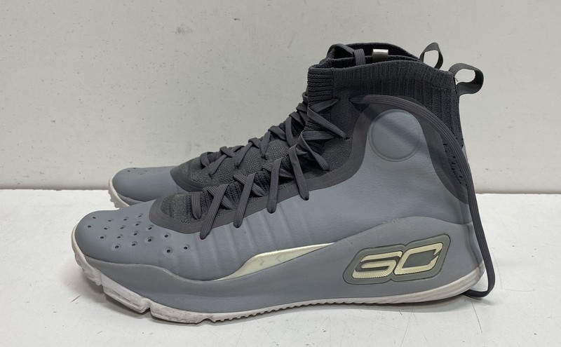 Under Armour Curry 4 More Buckets Grey Basketball Shoes Men's Size 10 Autograph