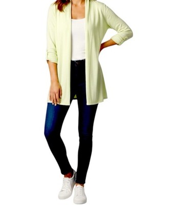Magaschoni Key Lime Green Open Front Duster Cardigan Viscose Blend Size Medium
