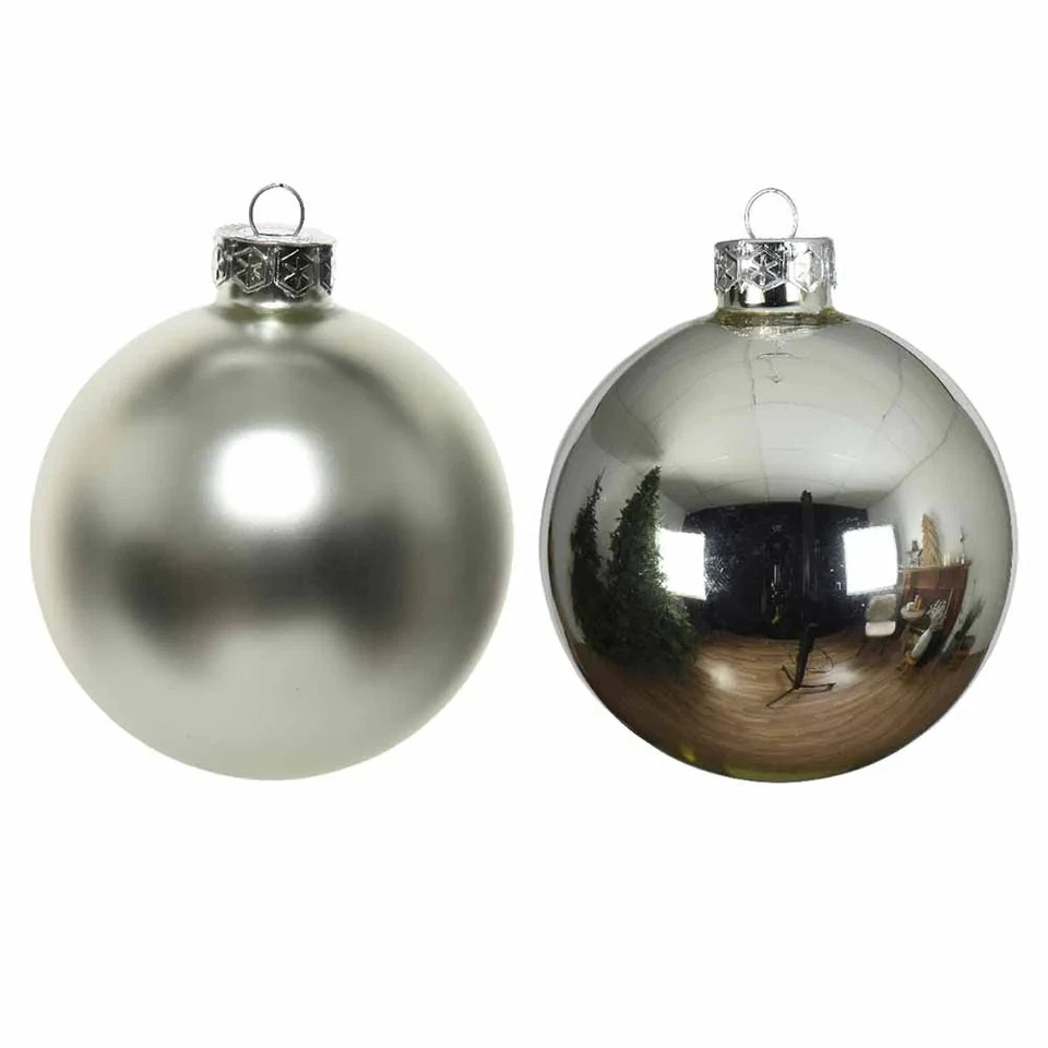 Confezione di 10 palline di Natale in vetro argento 6cm - Immagine 2 di 2