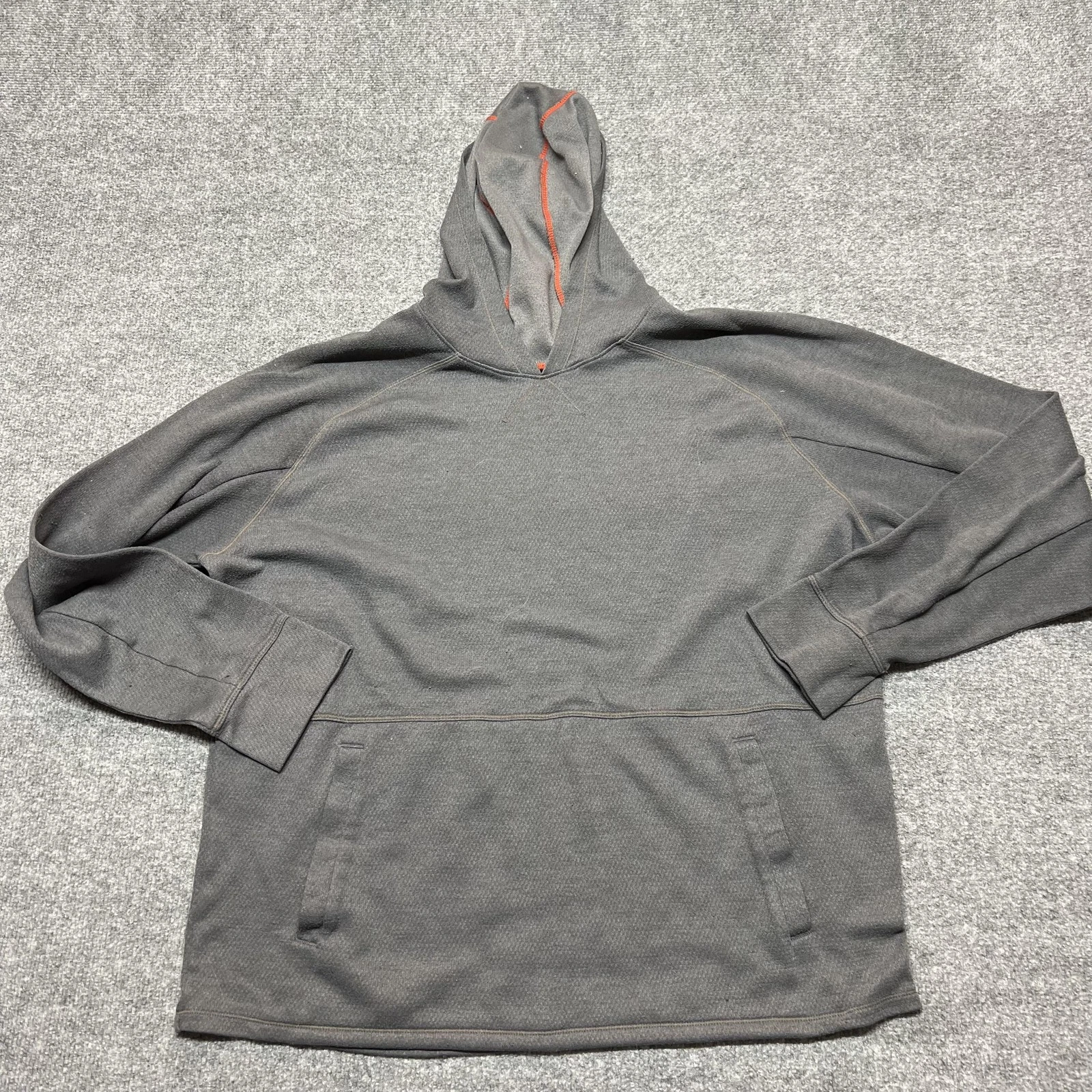 REI Hoodie Mens XL Gray Wool Blend Thermal Pullover Kangaroo Pocket Sweatshirt