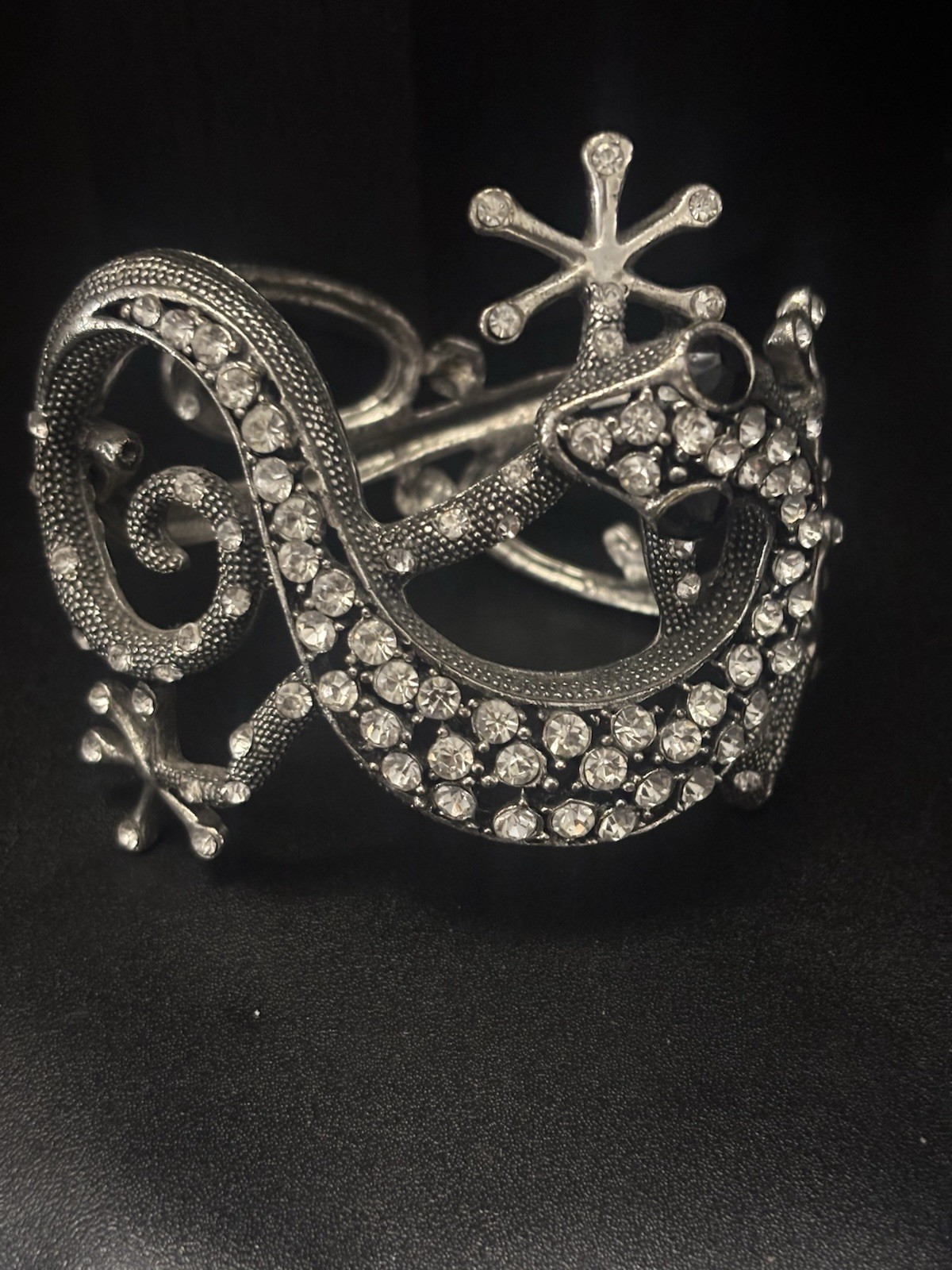 Hinged Cuff Bangle Bracelet Rhinestone Crystals G… - image 10