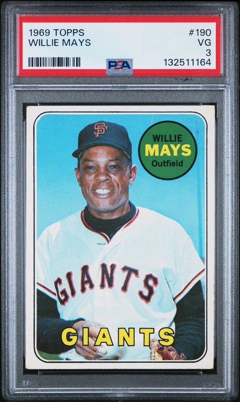 WILLIE MAYS ~ 1969 Topps Baseball Card #190 ~ Graded PSA 3 VG Well Centered