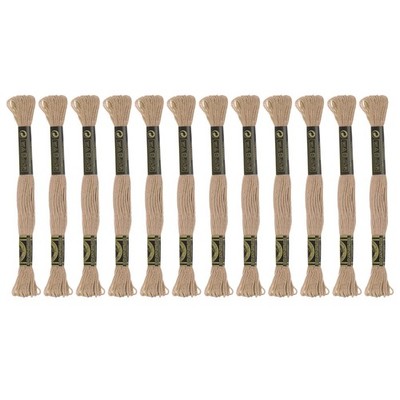 12 Skeins Embroidery Floss 8m Each Cotton Cross Stitch Thread Light Khaki