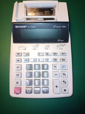 Sharp EL-1750 P III - zweifarbig (schwarz/rot) Druckender Tischrechner weiß