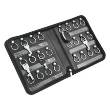 Leather Zippered Key Organizer Case with 24 Hooks Holder for Hotel Car Manager