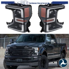 Replacement Pair For Ford F250 F350 SuperDuty 2020-22 LED Headlight W/Black Trim