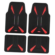 Car Mat Full Set, Universal Trim-to-Fit Heavy-Duty Car Floor Mats   4 Red