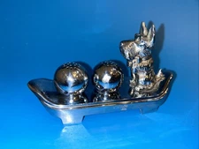 Vintage Metal Salt/Pepper Set On Base With Scotty Scottie Dog