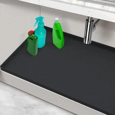 Under Sink Mat 28" x 22", Silicone Kitchen Mat, x Black 