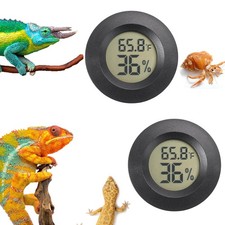 Reptile Thermometer and Humidity Gauge Digtal Terrarium Circular, black