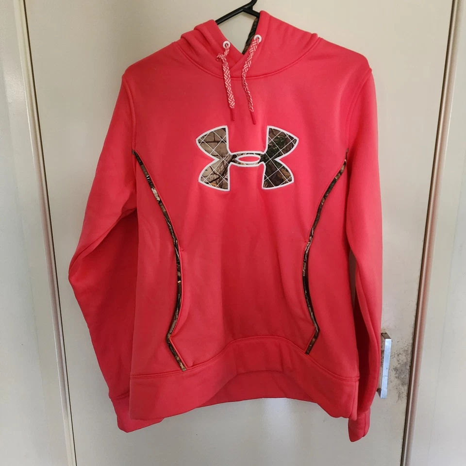 Neon Pink Under Armour Hoodie Jumper Size L Women's, Girls