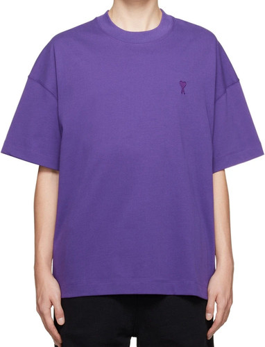 AMI Paris Ami de Coeur Organic Cotton T-Shirt Purple Size M NWT COA