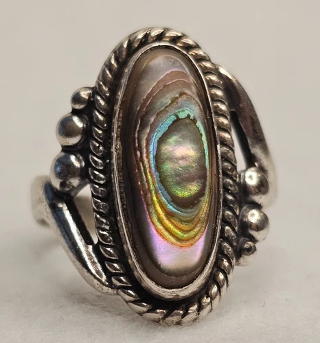 Vintage Bell Sterling Abalone Ring Size 5 Sun Bell Southwestern Silver