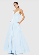 IEENA FOR MAC DUGGAL a-line v-neck sleeveless ball gown light blue 48855 NWT
