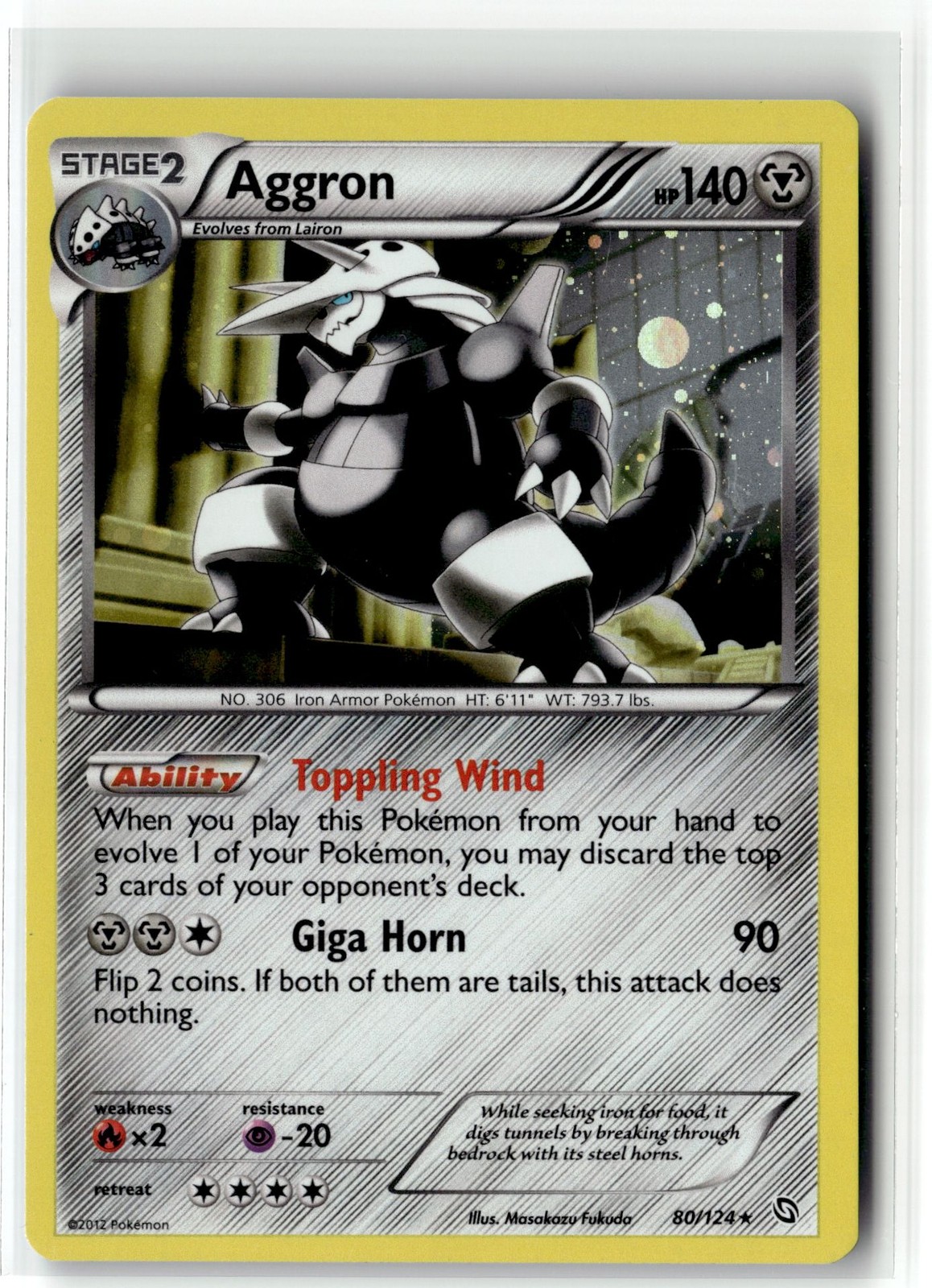 Aggron ⭐️ 80/124 Holo Rare Dragons Exalted 2012 Pokemon NM
