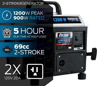 #ad Pulsar Portable Generator 1200W 900W 2 Stroke Gas Powered $155.00