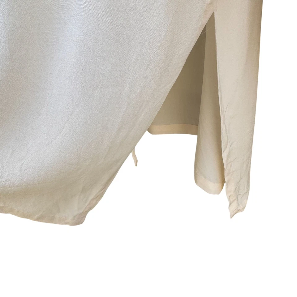 Blusa túnica Top Fitting Image vintage para mujer marfil 100 % seda cierre rana 20 Foto 4 de 4