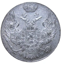 POLAND. BILLON 10 GROZY, 1840. HIGH GRADE.