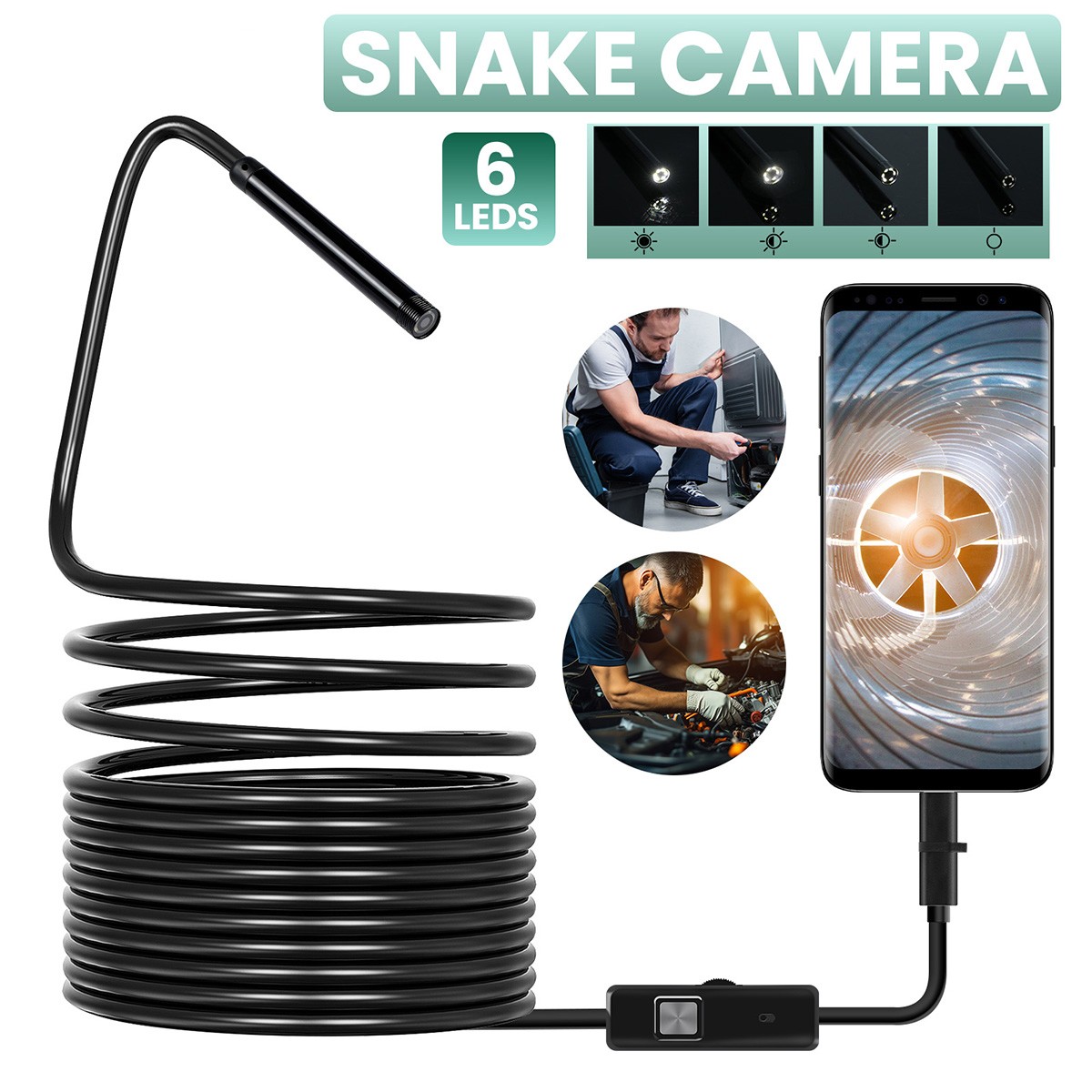 Camara Endoscopio Con Luz LED Para Android Celular De Inspeccion Del Boroscopio