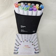 Ohuhu Art Marker Set 24 Assorted Dual Tip Multicolor in Black Zip Carry Case