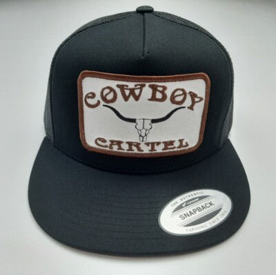Cowboy Cartel Flat Bill Mesh Snapback Embroidered Patch Cap  display picture 3