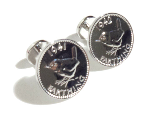 SET OF FABULOUS GENUINE CHARLES TYRWHITT FARTHING COIN CUFFLINKS BN 1954/ 1955