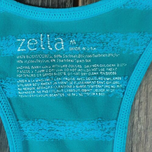 ZELLA Tank Womens Medium Teal Aqua Blue Striped EASY OVER Racerback Top EUC - Picture 3 of 5