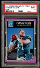 Carson Wentz Rookie Card 2016 Panini Donruss Optic Pink #156 PSA 9