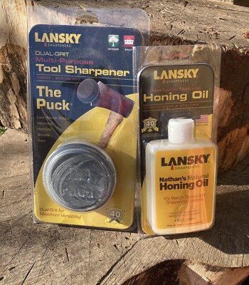 Original USA Lansky Set - Axt Wetzstein Puck + 120ml Qualitäts Honöl