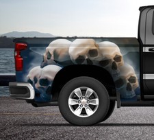 Blue Smokey Skulls Horror Truck Wrap Vinyl Bed Side Graphic Decal Tailgate DSPS