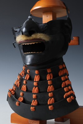 Vintage Japanese Samurai Black Power Menpo -Wearable- Marutake Product Tsushima