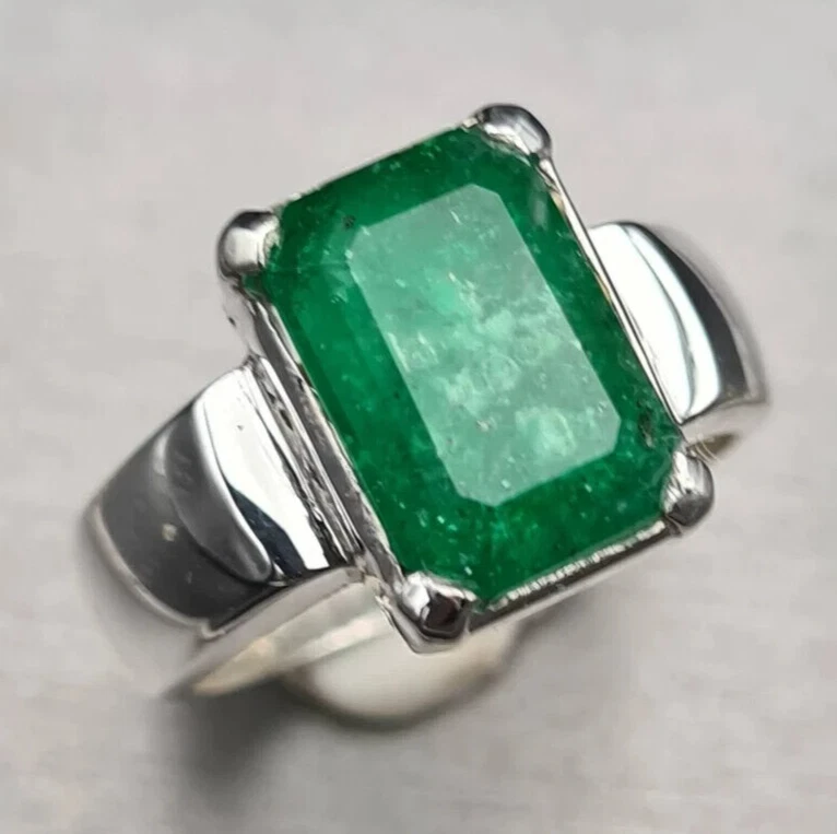 Emerald Ring - Emerald Cut 3.6 Ct. - 18K White Gold #J9045 | The Natural  Emerald Company