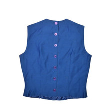 Vintage 70s Vest Womens S Blue Back Buttons Suit Separate Waistcoat Business