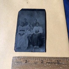 Antique Vintage Tintype Victorian Women  Kids Civil War Era Photo Photograph
