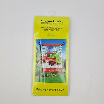 Decor Flag Meadow Creek Vintage Red Truck Bringing Home Christmas Tree Suede 18''