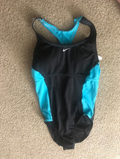 Nike Women's Color Block Racerback One Piece Swimsuit sz 8 soft bra cups LN