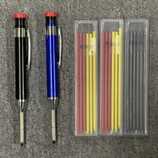 2x Mechanical Woodworking Carpenter Pencils Long Nose Deep Hole with 18 Refills