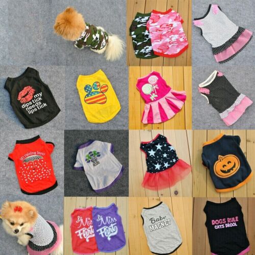 Summer Spring Various Pet Puppy Small Dog Cat Pet Clothes Vest T-Shirt - Picture 1 of 191