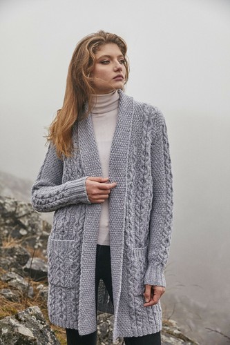 SAOL Aran Open Front Cardigan Sweater 